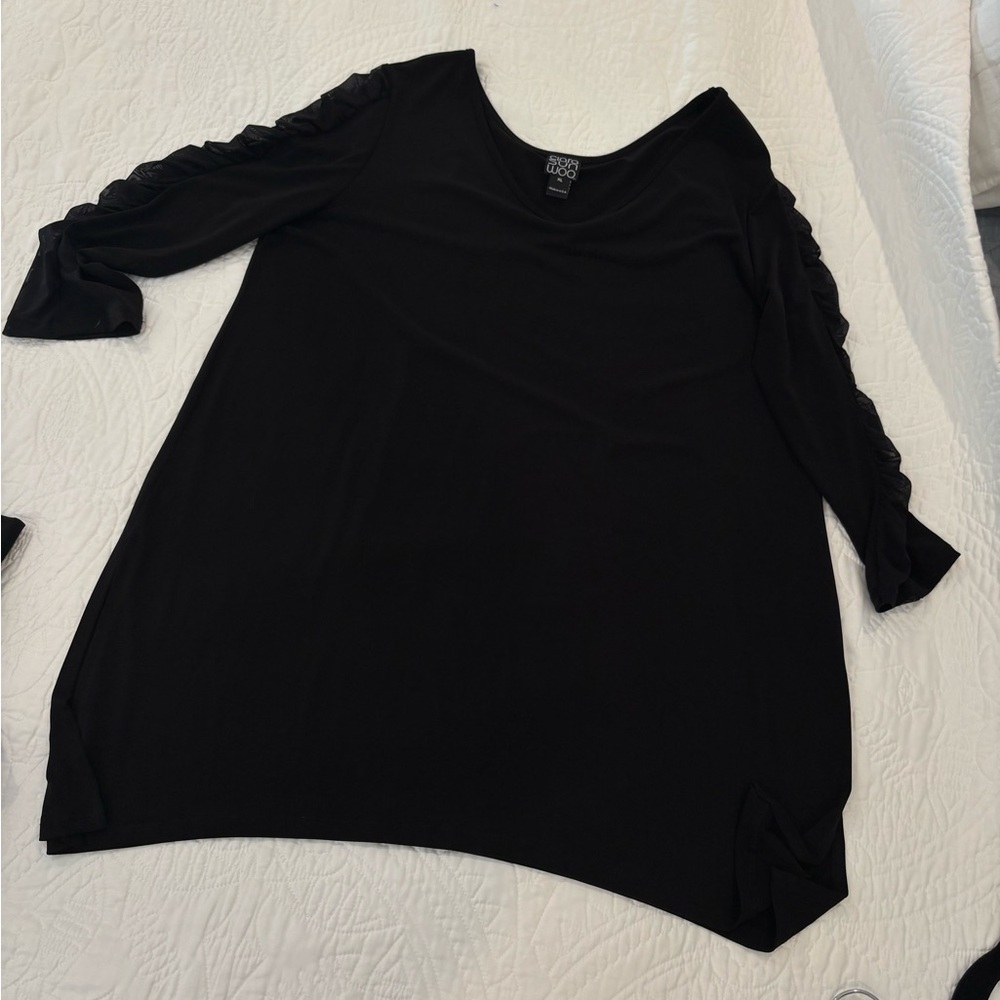 CLARA SUNWOO Black Tunic with Ruffled Sleeves